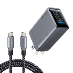 Anker Prime Charger (100W, 3 Ports, GaN) and USB-C to USB-C Cable (240W, 6 ft)