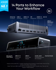 Anker Prime DL7400 Docking Station (14-in-1, Triple Display, DisplayLink)