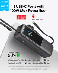 Anker Laptop Power Bank (25K, 165W, Built-In and Retractable Cables) WM