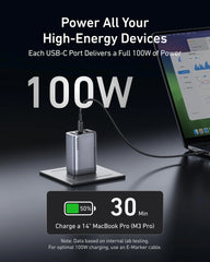 Anker Prime Charger (100W, 3 Ports, GaN) and USB-C to USB-C Cable (240W, 6 ft)