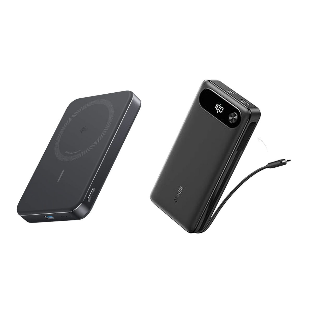 Anker Power Bank (20K,  87W, Built-In USB-C Cable) and Anker MagGo Pok (10K, Slim)