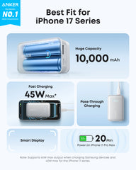 Refurbished Anker Nano Power Bank (10K, 45W, Built-In Retractable USB-C Cable)