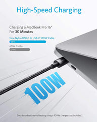 New Nylon USB-C to USB-C 100W Cable (10 ft)
